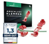 RASENWERK® - Connection Clamps for Robotic Lawnmower Boundary Wire Charging Station - T-Branch Connector Branch Clamps Current Thief - Compatible for Gardena, Husqvarna, Worx, Bosch - red - 10 Pieces