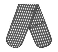 RASH Accessories Double Oven Gloves Butcher Quilted Stripe Pot Holder Heat Resistant Mitt 100% Cotton (Grey)