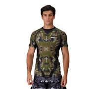 Rash Guard BJJ, Compression Baselayer Top Men Adults & Kids, Quick Cool Dry Wetsuit Swimming Vest for Surfing MMA Training Sparring Running Cycling (UK, Alpha, L, Regular, Regular, Camouflage)