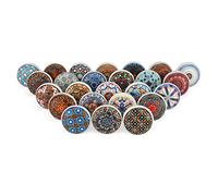 Rasiya Art Mandala Boho Drawer Knobs - Decorative Multicolor Floral Drawer Pull Handle Kitchen Cabinet Door Knobs Interior Decor - Set of 25