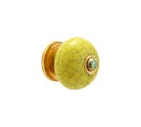 Rasiya Art Yellow Drawer Ceramic Knobs - Handmade Ceramic Dresser Pull Handle Kitchen Cabinets Countryside Farmhouse Boho Decor Furniture Hardware - Pack of 4