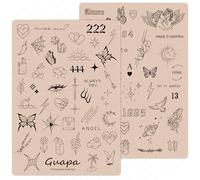 Rasmet Silicone Tattoo Training Pad - 3PCS, 1.5mm Thickness, Double Sided, Pre-printed Gray Design, Fine Line, Tiny Tattoo Practice Skin