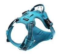 Rasolamo Hamshmoc Dog Harness, Reflective Soft Breathable Mesh Oxford Harness for Dogs, 2 Metal Rings & 4 Adjustable Buckles Pet Vest Easy Control Handle for Training and Walking (Blue, S)
