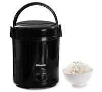Rasonic Electric Mini Rice Cooker 0.4L, Portable for 1-2 People, with Non-Stick Pot & Food-Grade Steamer, 15-Min Fast Cooking, Auto Keep Warm, One-Touch Operation, Detachable Inner Lid - Black