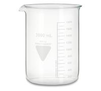 Rasotherm 1-0161 Borosilicate Glass Boro 3.3 Low Shape Beaker Glass with Spout, 3000 ml Capacity Cup, 210 mm Height, Transparent