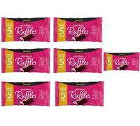 Raspberry & Coconut Ruffles 130g - Dark Chocolate Covered Raspberry Flavoured Coconut Fondant - Made with Natural Colours & Flavours - Jmsn (7 x Pack)