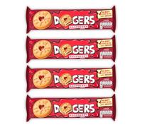 Raspberry Flavour Biscuits 140g Each - Bundle of 4 | Crunchy Cookies with Fruity Filling | No Artificial Colours or Flavours