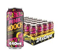 Raspberry Hooch | 24 x 440ml Case Pack | 3.4% ABV | Pre-mixed & Ready To Drink | Sparkling Vodka Drink | Alcoholic Raspberry Lemonade | Bulk Pack | Alcopops