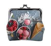 Raspberry Ice Cream Full Double-Sided Printed Pattern Women's and Girls' Fashionable Leather Kiss Lock Coin Purse Card Bag