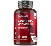 Raspberry Ketone Plus 4280mg - 180 Vegan Capsules - with Apple Cider Vinegar, Vitamin C, Caffeine & Green Tea - 3 Months Supply - Keto & Low Carb Diet-Friendly Raspberry Ketones Supplement