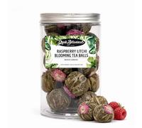 Raspberry Litchi Blooming Tea Balls | 16+ Hand Tied Flowering Raspberry Green Tea Balls | 100% Natural | 300+ Cups | Blooming & Edible Flowers, | PET Jar | Drink Botanicals Ireland, 115G,4.06OZ