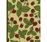 Raspberry Notebook: Vintage Berry Print Lined Composition Book, Journal, Diary, Workbook, Notepad for Students, Children, Adults, College Ruled, 120 pages
