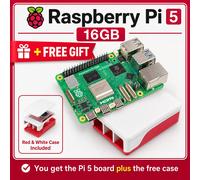 Raspberry Pi 5 16GB RAM + FREE Red & White Raspberry Pi 5 Case