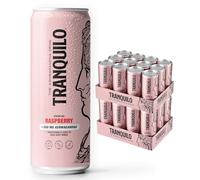 Raspberry Sparkling Ashwagandha Drink from Tranquilo - 24 Cans of Natural Vegan Calming Fruit Drink Infused with 500mg Ashwagandha Root - Sugar Free, CBD Free, & No Caffeine