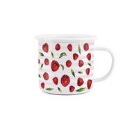 Raspberry Striped Enamel Mug - Purely Home Durable Hot Drinks Outdoor Cup For Picnics, Festivals, Hiking & Fishing