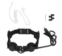 RASPIO 0.28in Plug Tactical Throat Mic Radio Headset with PTT Bone Conduction Microphone Walkie Talkie Earpiece Vibration Nylon Band Adjustable Headphone in-Ear Acoustic Tube Ear Piece