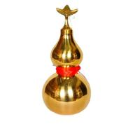 rass Gourd Statue with Cover, Office Leaf Copper Gourd Ornament Smooth Home Decor, Gourd Crafts Fengshui Figurine (4.5cm,Gold)