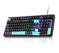 RASSE K17 Wired Keyboard, Mechanical Feel 98 Keys Compact RGB Backlit Computer Keyboard with Volume Knob, Spill-Resistant Ergonomic USB Keyboard for Windows Mac OS PC Laptop Office Home Light Gaming