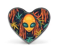 Rasta Aliens Weed Heart Metal Brooches Small 1" Badge Pin Decorative Lapel Pins Gift Clothing Hat Accessory
