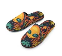 Rasta Aliens Weed Men's Slippers Memory Foam Indoor House Shoes Lightweight Washable Slipper 41-42_（7.5-8.5）