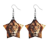Rasta And Lion Burning Flame Women's Wooden Earring Star Dangle Earrings Pendant Jewelry