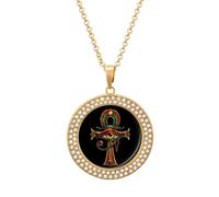 Rasta Ankh Rastafarian Egyptian Eye Horuses Pendant Necklace Funny Diamond Photo Necklaces Jewellery for Women