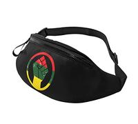 Rasta Black Power FIST Waist Bag Men's and Women's Adjustable Travel Chest Pack Outdoor Running Waist Bag