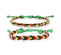 Rasta Bracelet Colorful Multi-Layer Leather Hand-Woven Adjustable Black History Bracelet Juneteenth Jewelry Gifts Jamaica Unisex
