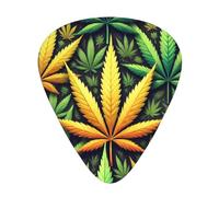 Rasta-Cannabis-Leaves 12 Pack Guitar Picks With 3 Thicknesses And Storage Box, Abs Plectrums For Electric Bass Guitar Players