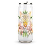 Rasta Cat Weeds Printed Coffee Tumbler for Women Men Stainless Steel Insulated Coke Cup with Lid Straw 500ml
