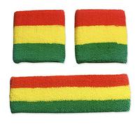 Rasta Colored Sweatbands 1 Headband + 2 Wristbands