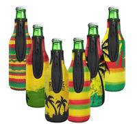 Rasta Flag Jamaica Art Neoprene Zip-up Beer Insulated Bag Cooler Portable 6 Bottles Set Beer Carrier Holder Suit Size 12OZ Keep Cold Travel Party Gift,Beer Transport Storage Case(6 Packs) (Rasta)