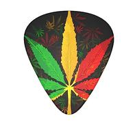 rasta flag weedleaf leaves Guitar Pick Celluloid Guitar Picks 12 Pack with Box includes Thin, Medium, Heavy