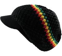 Rasta Hat for Dreadlocks. Slouch Beanie hat with Rasta Stripe. Dreadlock Accessories Mens Tams Oversized Beanie hat. Jamaican Style Hats for Men and Women. for Short to Long Dreadz/Hair Black