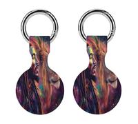 Rasta Lion Jamaican Men Compatible with Airtag Locator Silicone Protective Case with Keychain