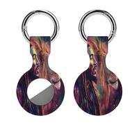 Rasta Lion Jamaican Men Compatible with Airtag Locator Silicone Protective Case with Keychain