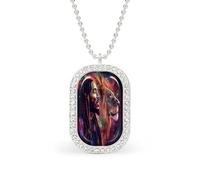 Rasta Lion Jamaican Men White Shiny Diamond Necklace Square Pendant for Women Jewelry Gift