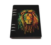 Rasta Lion Jamaican Refillable Notebook 6 Ring Binder Foldable Loose-Leaf Notebooks A5 Planner Book with 90 Sheets Paper