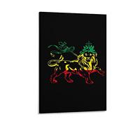 Rasta Lion Judah Ethiopia Flag Novelty Canvas Poster Funny Wall Art Decorative Hanging Picture for Living Room Bedroom Home Office