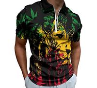 Rasta Lion Men's Polo Shirts Short Sleeve Golf Tennis T-Shirt Casual Work Tee Tops 4XL