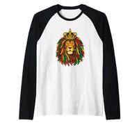 Rasta Lion of Judah Crown Rastafarian Reggae Ethiopia Raglan Baseball Tee