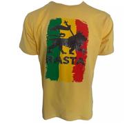 Rasta Lion of Judah Jah Rastafari Classic T-Shirt Mens Jamaican Print Tee Top (UK, Alpha, L, Regular, Regular, Yellow)
