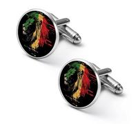 Rasta Lion Rastafari Jamaica Shirt Cufflinks for Men Cuff Links Tie Father Husband Wedding Business 2.0cm