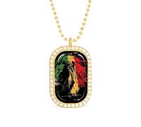 Rasta Lion Rastafari Jamaica Women's Necklaces Pendant Necklace Fashion Diamond Jewelry with Chain