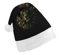 Rasta-Lion Santa Hat For Adults And Teens Christmas Hats Xmas Holiday Party Cap