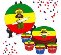 Rasta Man With Joint 8 INCH Cake or Cupcake Icing Toppers - Weed 420 Celebration Party Cake Decorations Perfect For Brownies Cookies Muffins & More! (1 x 8 Inch Circle Cake Topper (20.3cm x 20.3cm))