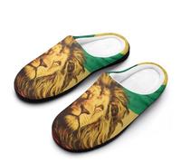 Rasta Rastafari Lion Flag Funny Men's Cotton Slippers Shoes Novelty Soft Non-Slip Sole Home Shoe