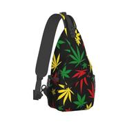 Rasta Reggae Cannabis Leaf Unisex Sling Bag Casual Daypack Adjustable Strap Chest Bag For Shopping Business Workout