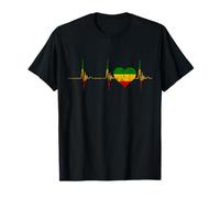 Rasta Reggae Heartbeat ECG Pulse Jamaica Rastafari Heart T-Shirt