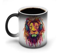 Rasta Reggae Jamaican Lion Of Judah Color Changing Mug Ceramic Heat Sensitive Coffee Cup with Handle Funny Gifts 11oz